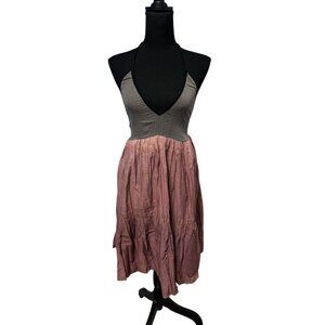 Urban Renewal Vintage Halter Dress, Sheer Top & Tiered Skirt In Burgundy & Black